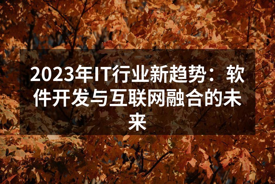 2023年IT行业新趋势:软件开发与互联网融合的未来